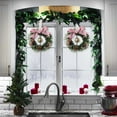 thumbnail image 3 of Mini Christmas Cabinet Wreath for Kitchen with Velvet Ribbon Bows and Bell, Small Hanging Artificial Wreath for Window Home Chair Front Door Wall Indoor Outdoor Fireplace Porch Decoration, 1 Pcs, 3 of 5