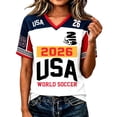 thumbnail image 3 of 2026 New USA Soccer Jersey for Women, United States Jersey Soccer, V Neck Short Sleeve Football Tee, USA Flag Soccer Jersey Sport Top for Adult(Red, S), 3 of 5