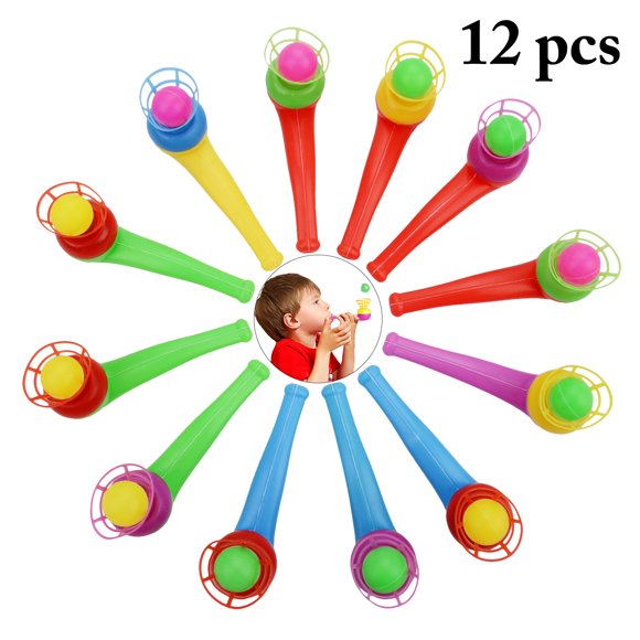 Bangcool 12PCS Pipe Ball Toys Assorted Color Magic Blowing Pipe Floating Ball Toys Kids Toys Party Favors