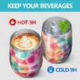 thumbnail image 4 of 12oz Stemless Wine Tumblers Colorful Tie Dye Pattern Vacuum Insulated Stainless Steel Travel Tumbler Cups Mug with Lid and Straw for Champaign,Cocktail,Beer with Cleaning Brush, 4 of 5