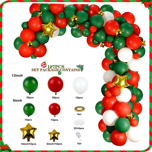 NETSENG Christmas Balloons Green and Red Balloon Garland Arch Kit