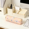 thumbnail image 2 of Cute Heart Pattern Pencil Pouch, Soft Fabric Pencil Case, Large Capacity Portable Storage Pouch, Smooth Zipper Closure for Office Study and Daily Commute, 2 of 6