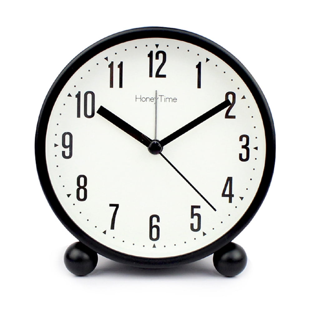 Analog Alarm Clock, Super Silent Non Ticking Small Clock ， Battery Operated, Simply Design, for
