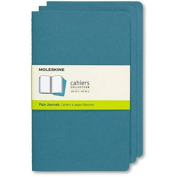 Moleskine Cahier Journal (Set of 3), Large, Plain, Brisk Blue (8.25 x 5) (Books)