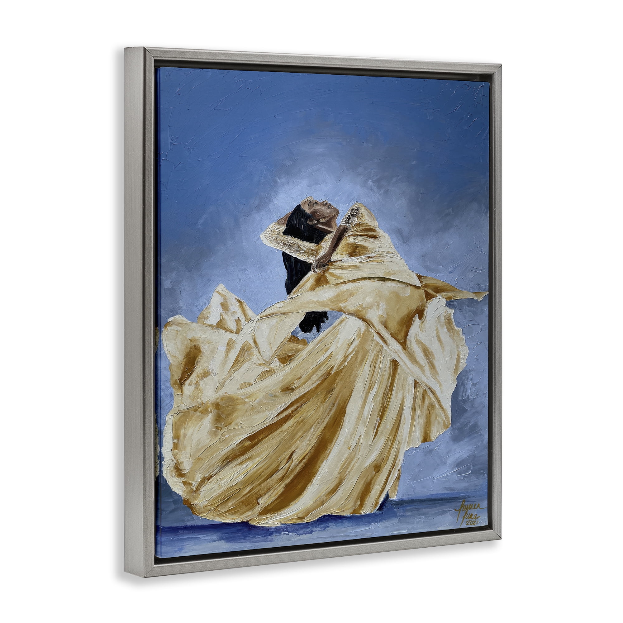 Stupell Industries Expressive Elegant Dancer Gray Framed Floater Canvas Wall Art, design by Lauren Luna