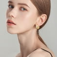 thumbnail image 5 of Lancharmed Square Earrings for Women Trendy Triple Gold Stud Earrings 14K Gold Plated Earring For Gifts, 5 of 8