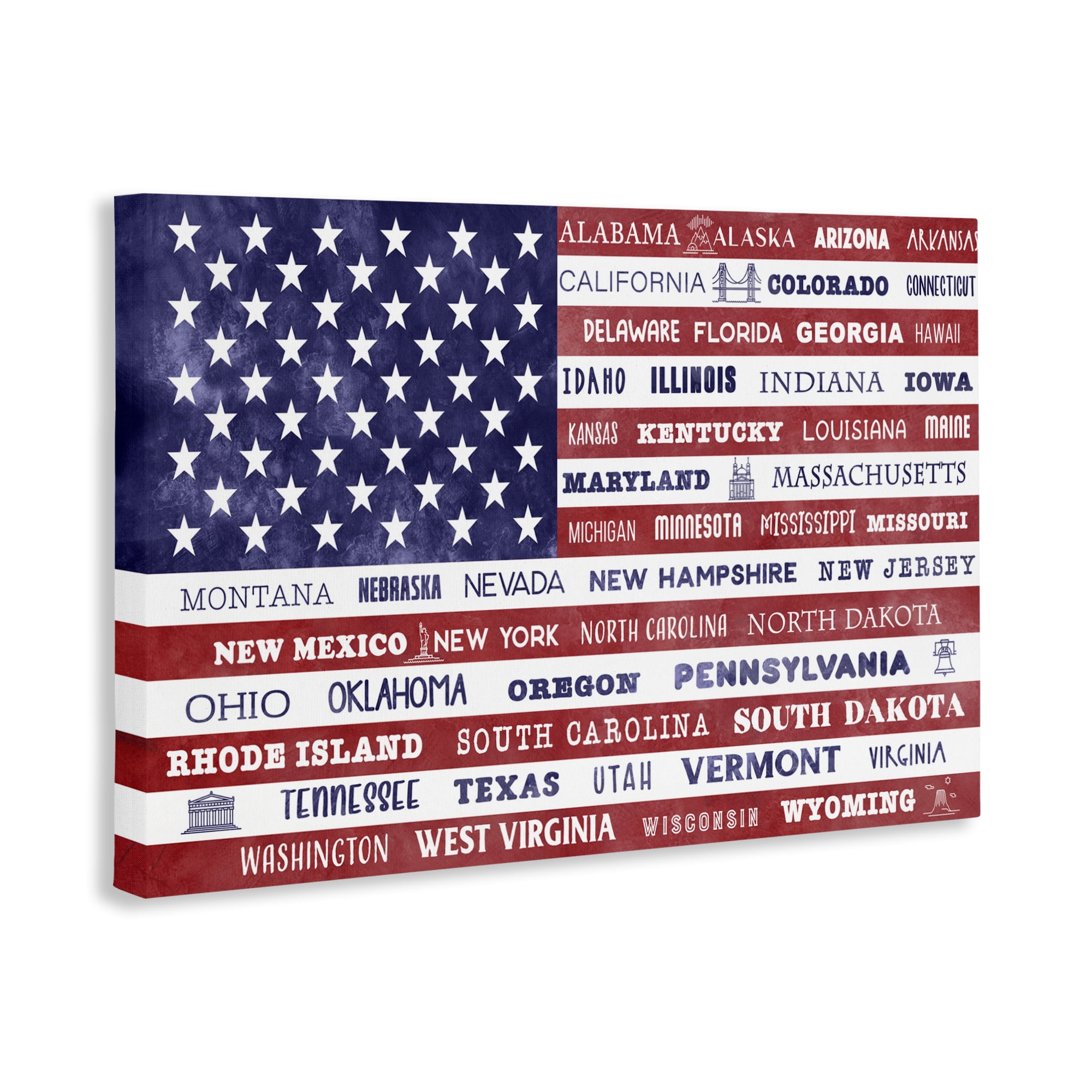 Stupell Industries States Of America Flag Canvas Wall Art, design by Daniela Santiago