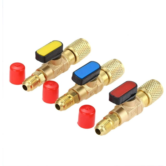 Valve à Bille Réfrigérante pour Climatisation 1/4 Pieds' SAE, R134a A/C HVAC, Raccords à Faible Perte HVAC pour R134a R410A R12 R22 R502 Tuyaux de Charge Outils Réfrigérants pour Climatisation