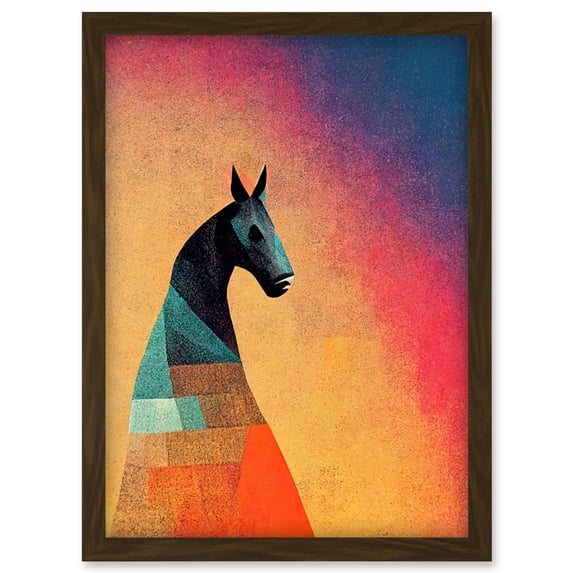Abstract Kelpies Geometric Horse Portrait Artwork Framed Wall Art Print A4