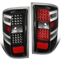 DNA Motoring 14-19 Chevy Silverado GMC Sierra Full LED Black Clear Rear Tail Light Lamps Pair LH RH