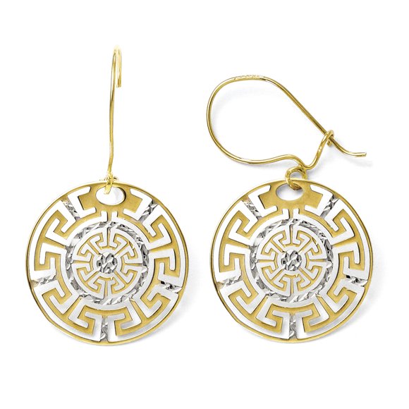 Leslie's Boucles d'Oreilles Pendantes Clé Grecque Bicolore 14k 154A
