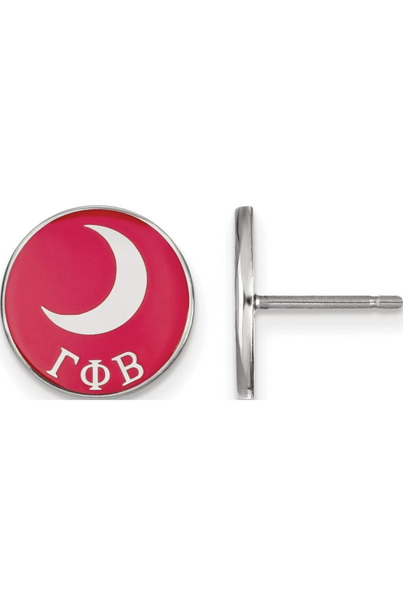 Sterling Silver Rh-Plated Logoart Gamma Phi Beta Enameled Post Earrings (12 X 12) Made In United States ss046gpb