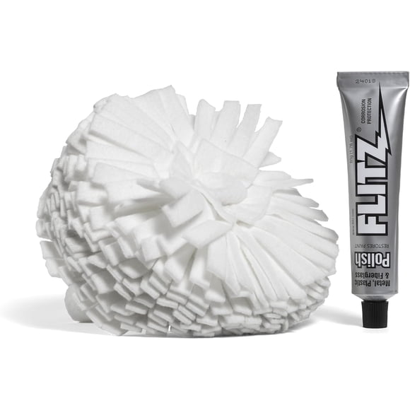 Buffer Ball FLITZ de 18 cm con 50 g de pasta para pulir metales