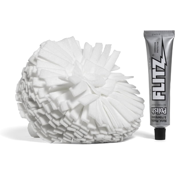 Buffer Ball FLITZ de 18 cm con 50 g de pasta para pulir metales