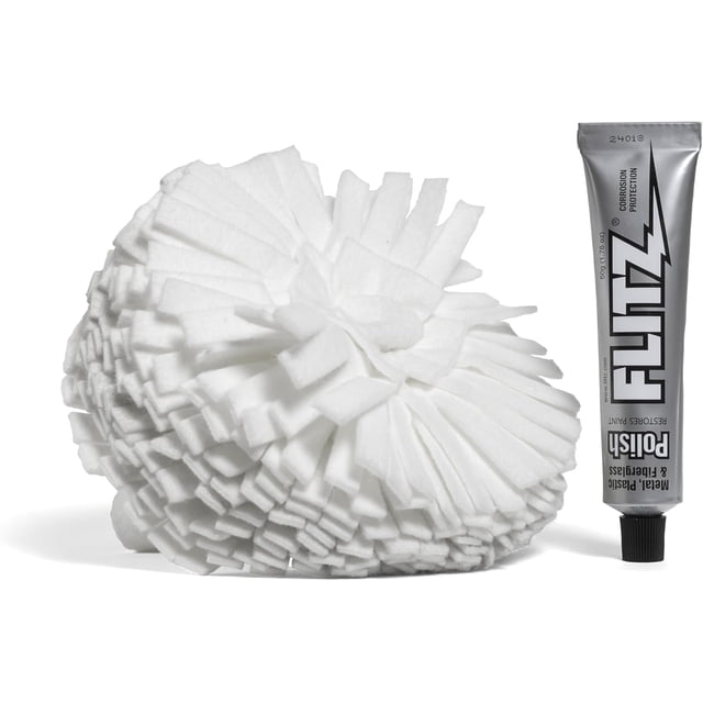 Buffer Ball FLITZ de 18 cm con 50 g de pasta para pulir metales