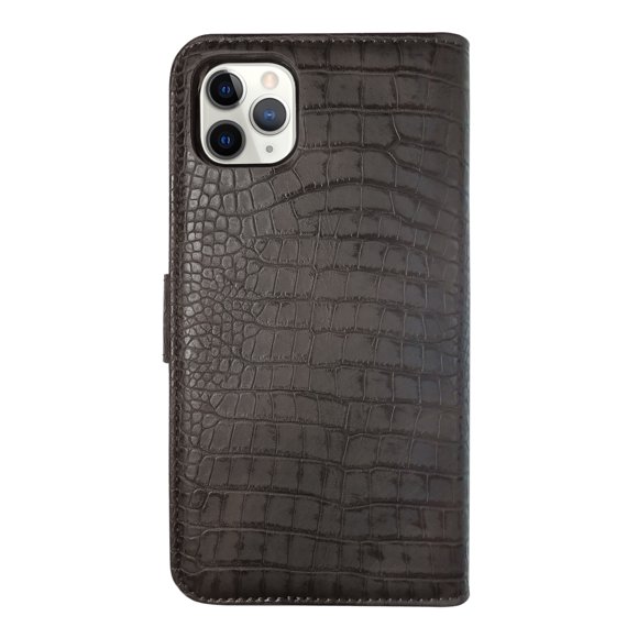 Funda tipo cartera de diseño piel de cocodrilo para iPhone 11 Pro max Café Solozen Funda tipo cartera