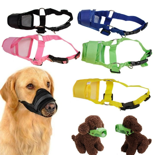 CUITING Dog Muzzle Soft Nylon Muzzle Anti Biting Barking Chewing Air Mesh Breathable Drinkable Adjustable Straps 8.7”-11.0” Pets Muzzle for Small Medium Large Dogs (Dark Blue)