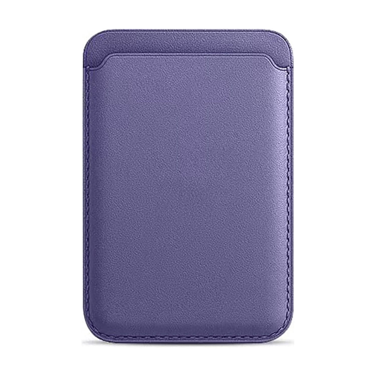 Leather Card Carrier with Magnetic Back - Lilac