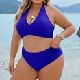 thumbnail image 6 of Wancir Women's Bikini Sets Women's Split High Waisted Solid Color Swimsuit Conservative and Fashionable Bikini Swimsuit, 6 of 6