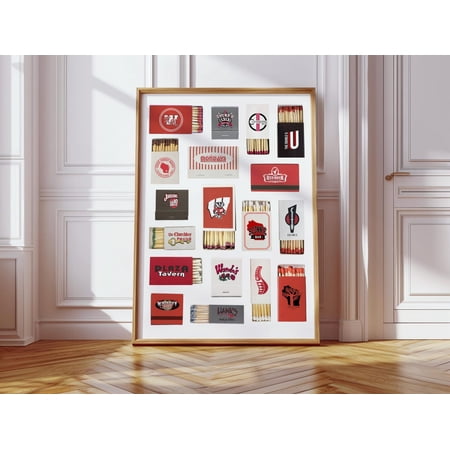 University Of Wisconsin Matchbook Fine Art Dorm Decor Wisco College Matchbox Print Madison Uw Badgers, Unframed Paper Print