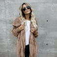 thumbnail image 3 of Women Hooded Cardigan Fuzzy Jacket Winter Open Front Fleece Coat Outwear with Pockets Multicolor XL, 3 of 8