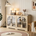 thumbnail image 6 of Leovanni 55" Sideboard Cabinet with Glass Doors, Wood Buffet Cabinet with Adjustable Shelves and Cable Management, Storage Console for Dining Room, Living Room, Entryway, Natural, 6 of 10