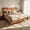 Brown, variant on FFZ King Solid Wood Platform Bed with Panel Headboard and Wooden Slats, 84.25 x 79 x 43.6 inch, Brown