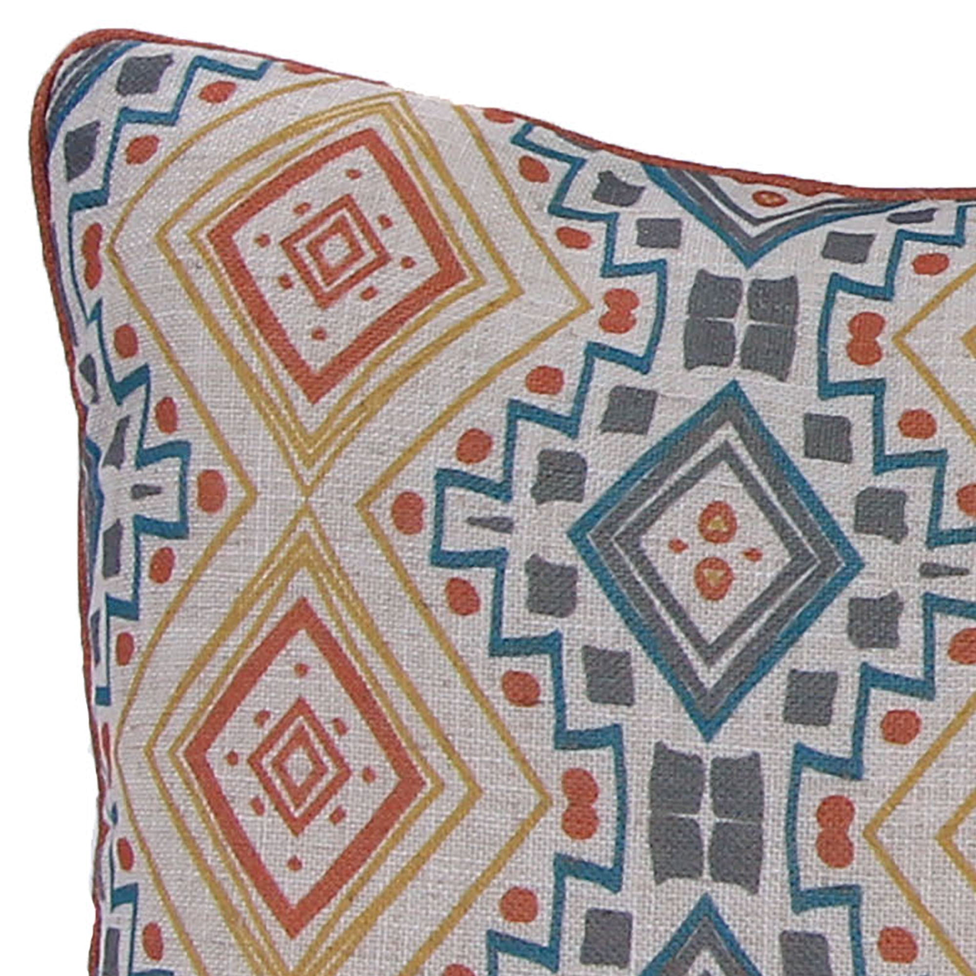 Jordan Manufacturing 20" x 14" Multicolor Diamond Medallion Rectangular Decorative Lumbar Throw Pillow with Welt