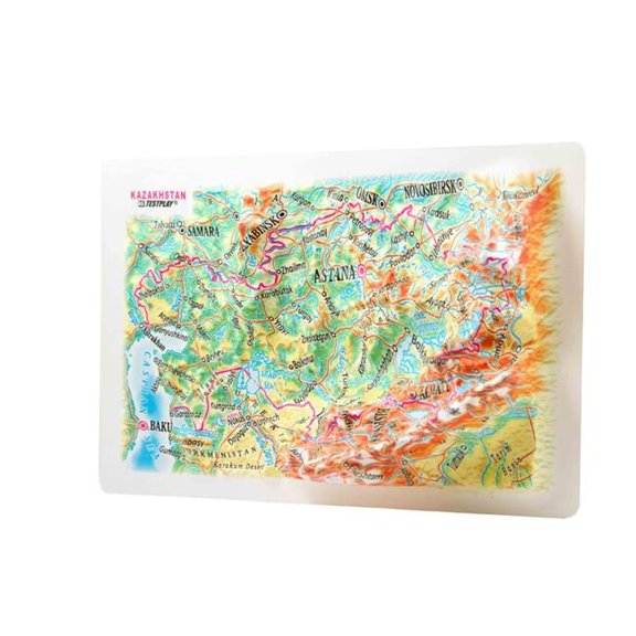 TestPlay 3470 Kazakhstan Raised Relief Map, Unframed - Souvenir Size