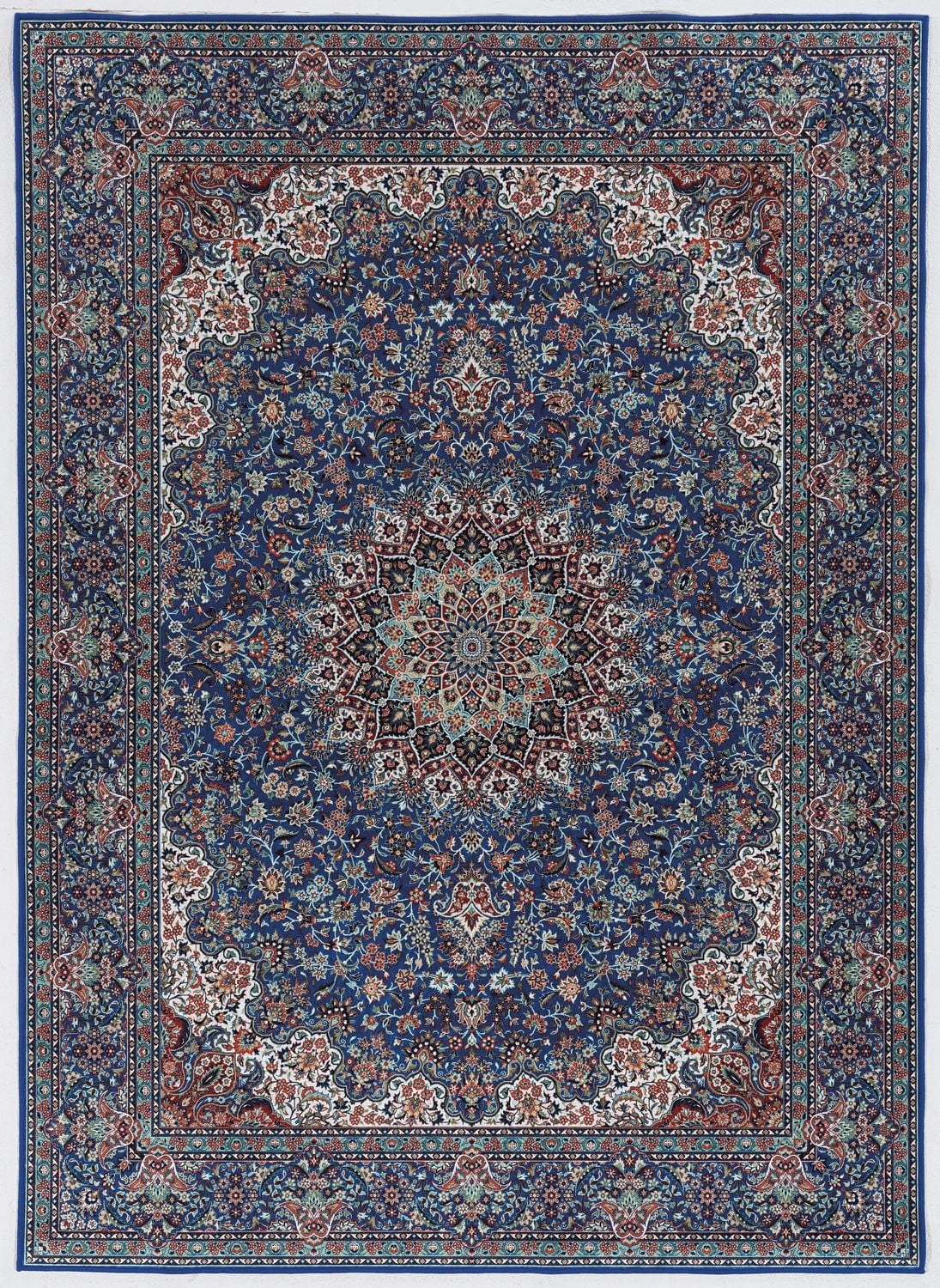 Tapis d'appoint Emerald Landis ivoire & bleu de 3 pi 3 po x 5 pi
