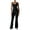 Black, variant on Women's Sleeveless Flared Jumpsuit Sexy Backless Bodycon V Back Bodycon Yoga Jumpsuit Seamless Fitness Bodysuit