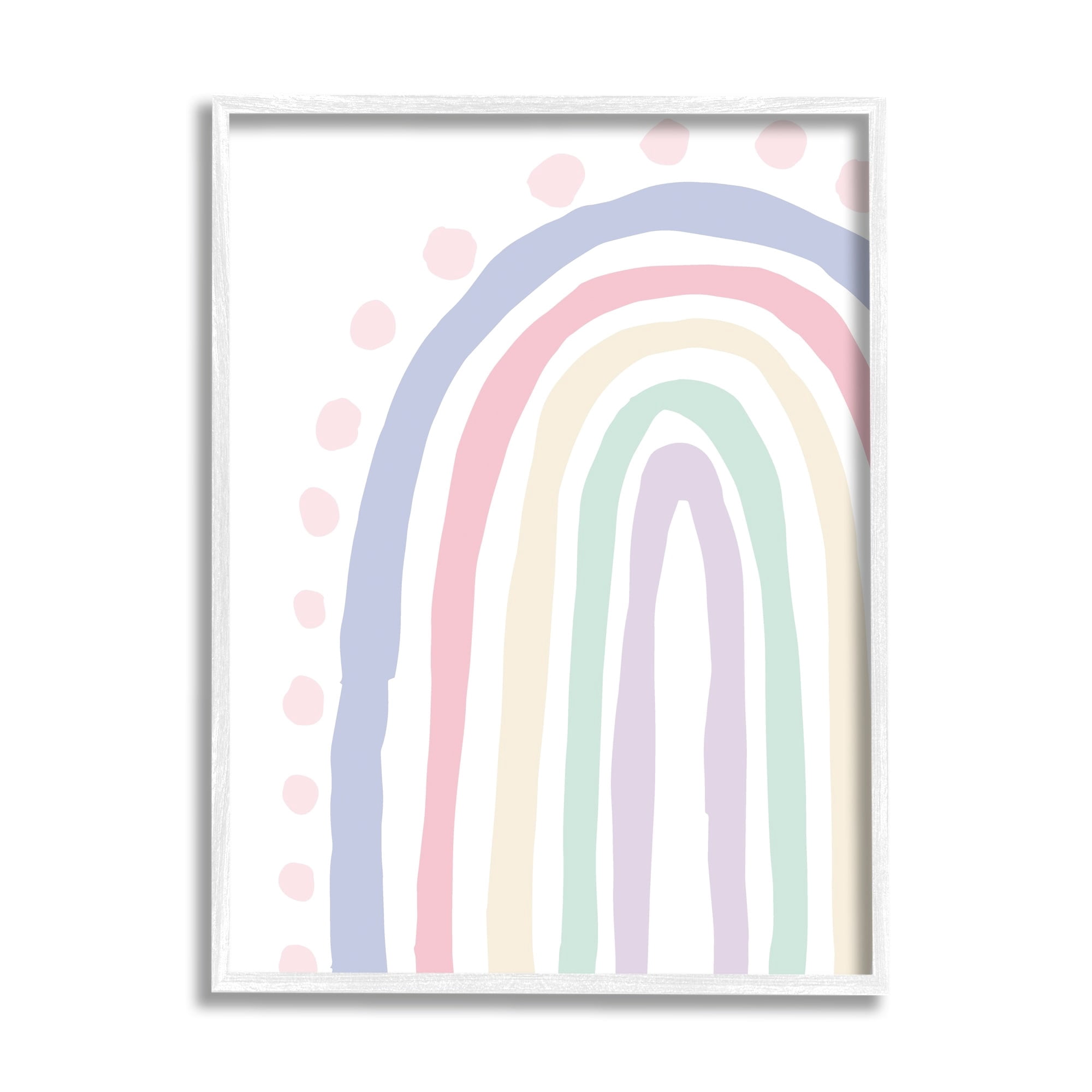 Stupell Industries Children's Soft Pastel Rainbow Pink Polka Dots Graphic Art White Framed Art Print Wall Art, 11x14, by Elizabeth Medley