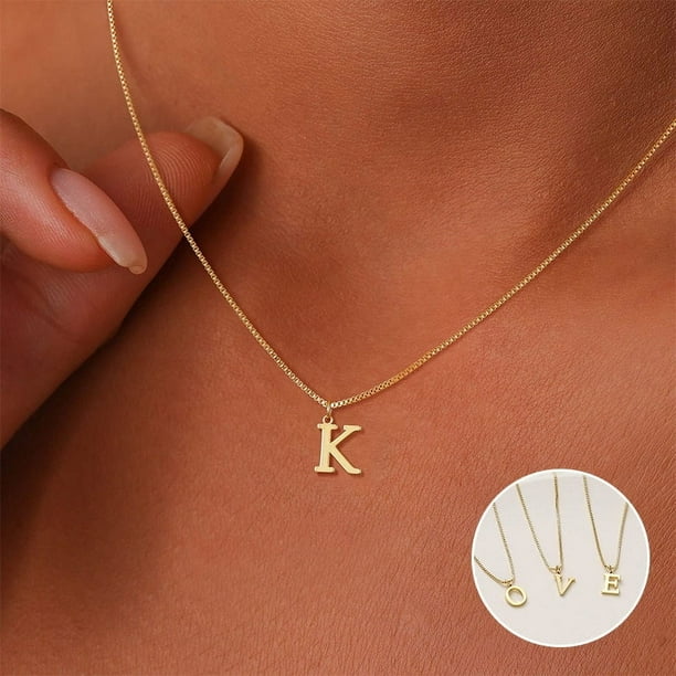 Collar Personalizado con Inicial D para Mujer: Delicado Colgante de Letra Del Alfabeto de Cobre, Cadena de 45 Cm/17,7 Pulgadas para Uso Diario.