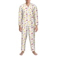 thumbnail image 3 of Naloa Tropical Fruit Men’s Pajamas Set - Long Sleeve Button Down Sleep Shirt and Pajama Bottoms Sleepwear Set-Small, 3 of 7