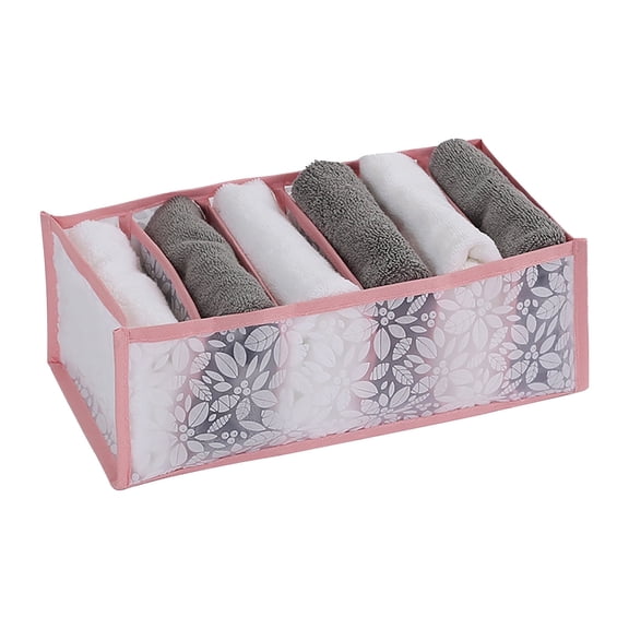 Foldable Mesh Storage Box Organizer for Underwear, Shirts, Leggings & Jeans - Printed Drawer Dividers with Multi-Compartment Design