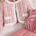 thumbnail image 4 of Girls 2-Piece Outfit Set Pink Velvet Princess Party Dress with Jacket, Holiday Birthday Tutu Skirt Set for Kids Kids 4-8 Years Old,Size 6 T, 4 of 6