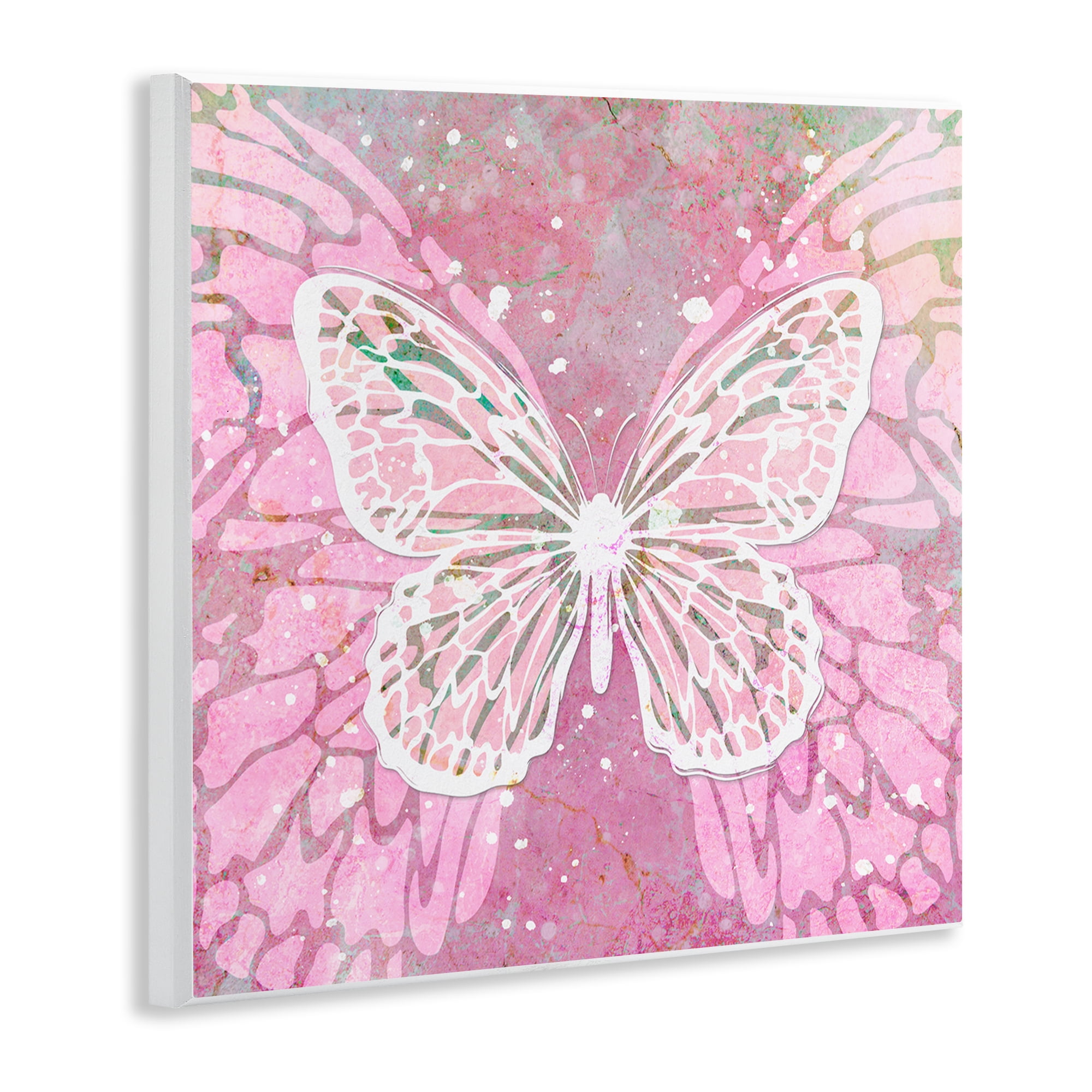 Stupell Industries Pink Butterfly Wings Animals Painting Unframed Art Print Wall Art, 12 x 12