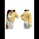 thumbnail image 3 of Cárdigan Corto de Punto con Botones para Mujer, Moderno Cárdigan de Otoño con Cuello Redondo y Larga. Amarillo M, 3 of 7