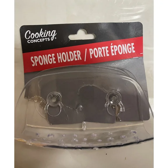 Save Scrub Sponge Holder Clear Suction Cups Kitchen Organizer “Cooking Concepts