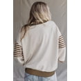 thumbnail image 2 of Women's Parchment Striped Colorblock Drop Shoulder Sweatshirt - Casual Long Sleeve | [ZhiHiMeRi] | XL, 2 of 6