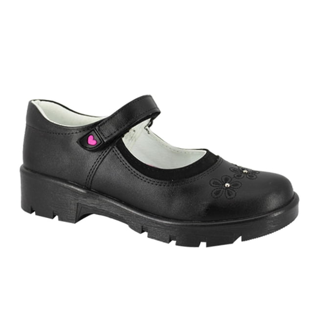 Flats Mujer Lady Flores Comodo Escolar negro 22.5