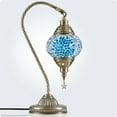 thumbnail image 2 of Yarra-Decor Turkish Moroccan Lamp with Bronze Base 3 Color Options Handmade Swan Neck Tiffany Mosaic Glass Bedside Lamps for Bedroom (LED Bulb Included)(4), 2 of 7