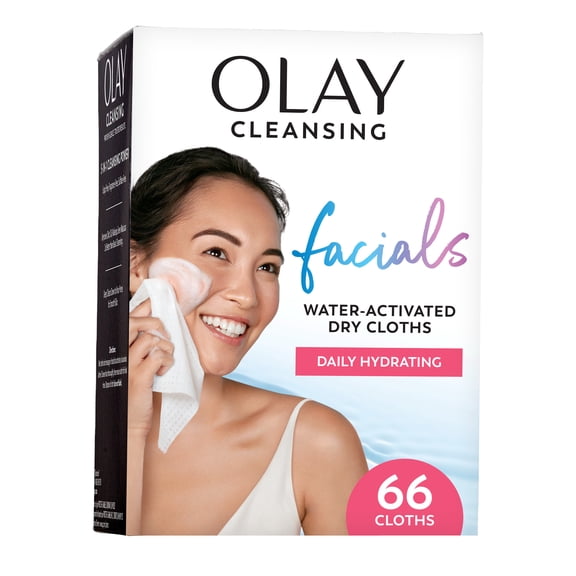 Olay Skin Care Daily Facials Hydrating Cleansing Face Wipes, All Skin Types, Fragrance-Free, 66 Count