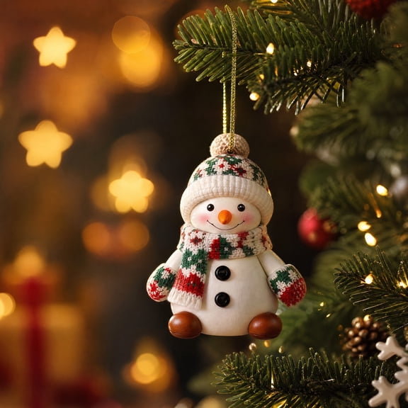 GWAAMB Set of Snowman Christmas Ornaments, 3.11 Inch White, Cute Wood Character Pendants, for Xmas Tree Home Party Window Decor