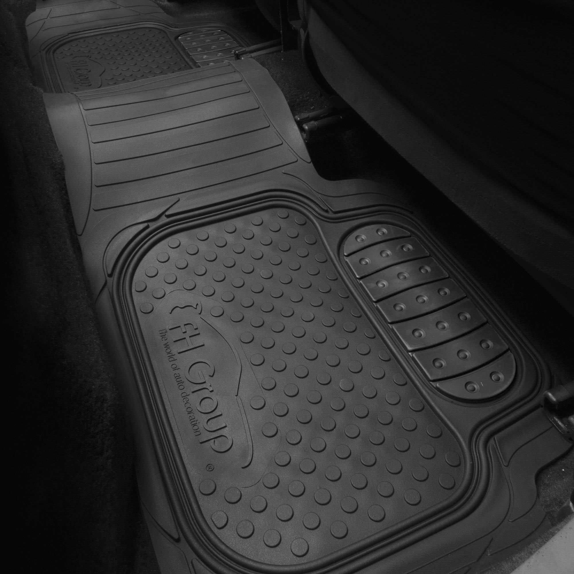 FH Group Climaproof Rubber Black Car Floor Mats, Universal Fit 3pc Full Set with Air Freshener