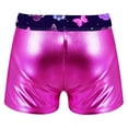 thumbnail image 4 of Zaldita Kids Girls Shiny Metallic Ballet Dance Shorts Gym Workout Bottom Gymnastics Shorts Colorful Butterfly 6, 4 of 5