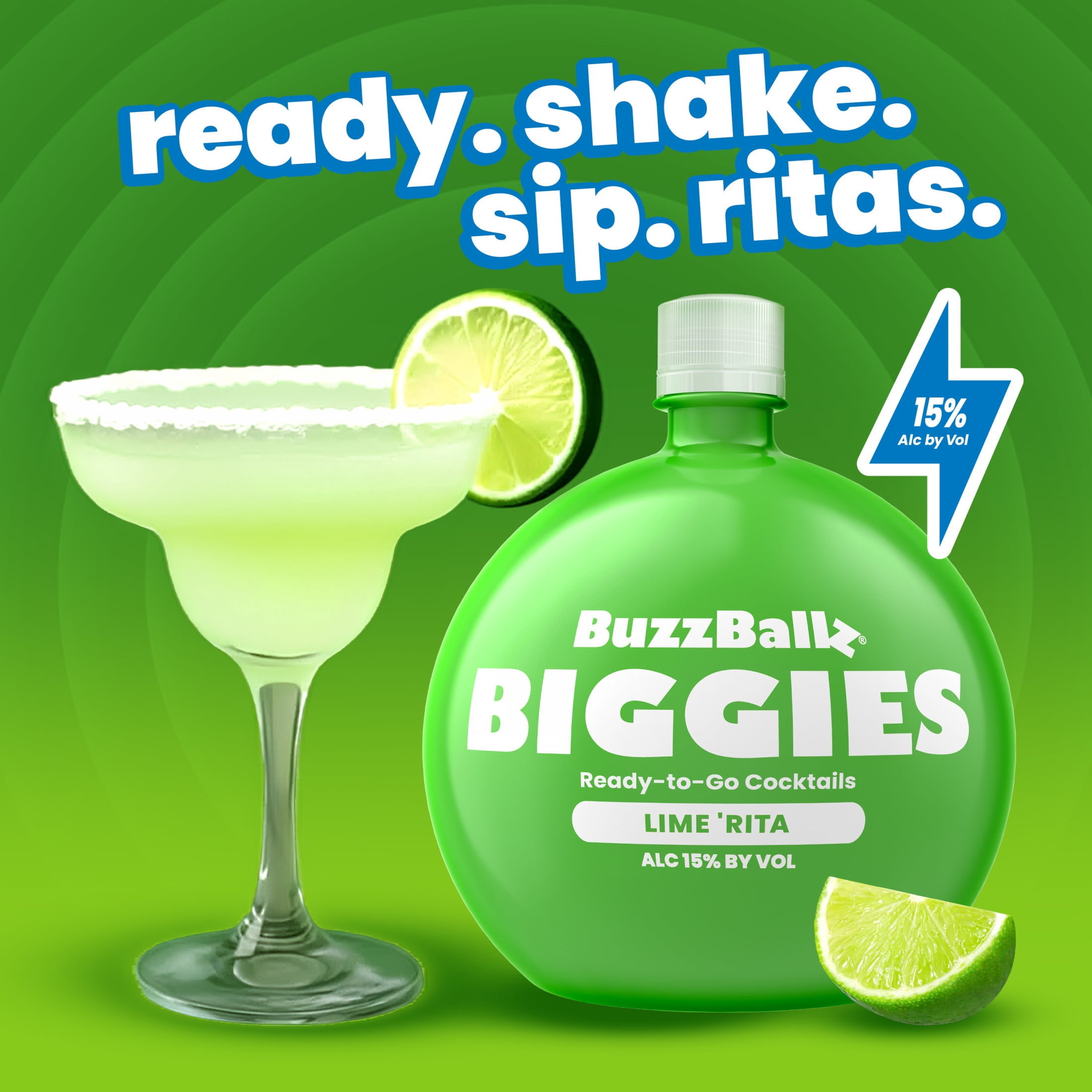BuzzBallz Biggies Tequila 'Rita,  1.75L Bottle, ABV 15%