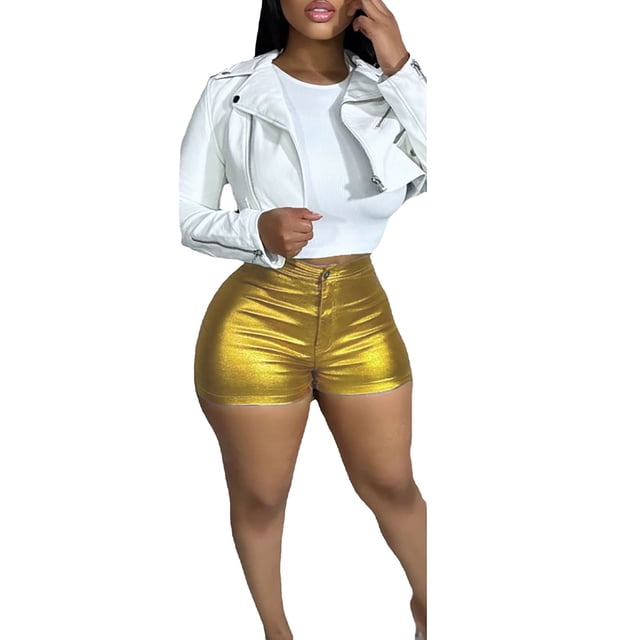 MKLEKYY Pantalones Cortos Deportivos para Mujer, Pantalones Cortos Vaqueros Elásticos de Cintura Alta y Rotos para Mujer