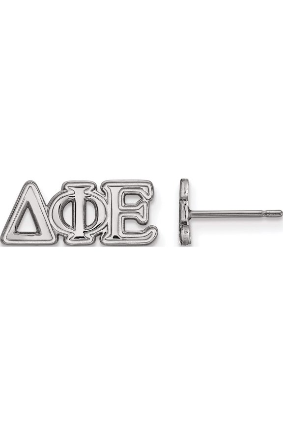 Sterling Silver Rh-Plated Logoart Delta Phi Epsilon Xs Post Earrings (7 X 16) Made In United States ss005dph