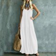 thumbnail image 7 of ClodeEU Women's V Neck Spaghetti Strap Tiered Maxi Dress,Boho Beach Vacation Swing Dress White,Women's Plus XL, 7 of 7